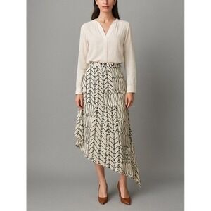 Valerie Stevens 100% Silk Asymmetrical Maxi Skirt Boho Geometric Print